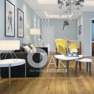 Estancia con suelo de madera maciza, tarima maciza OAK1 Aceite Karmel
